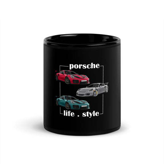 Porsche Black Glossy Mug