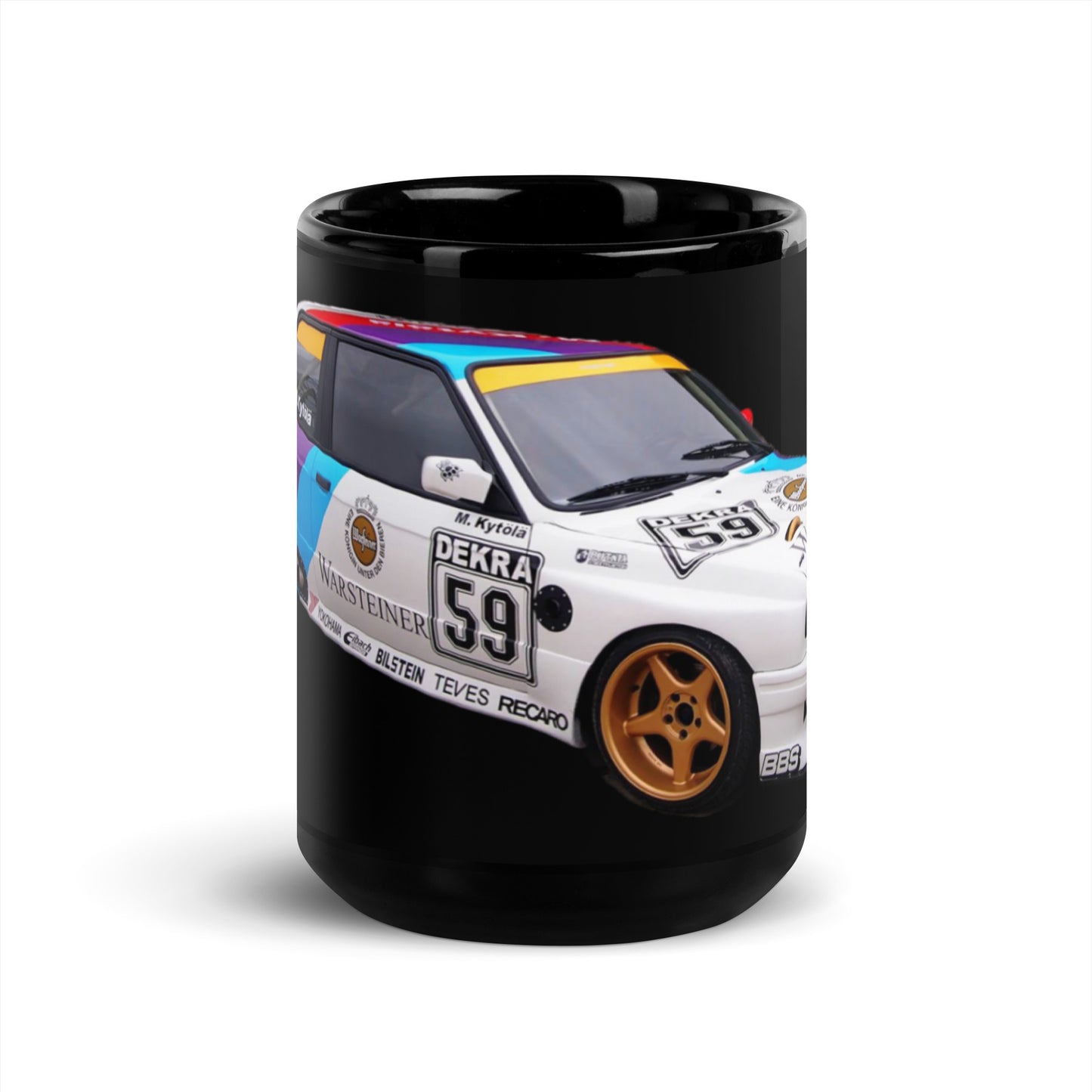 BMW E30 Race Car Black Glossy Mug